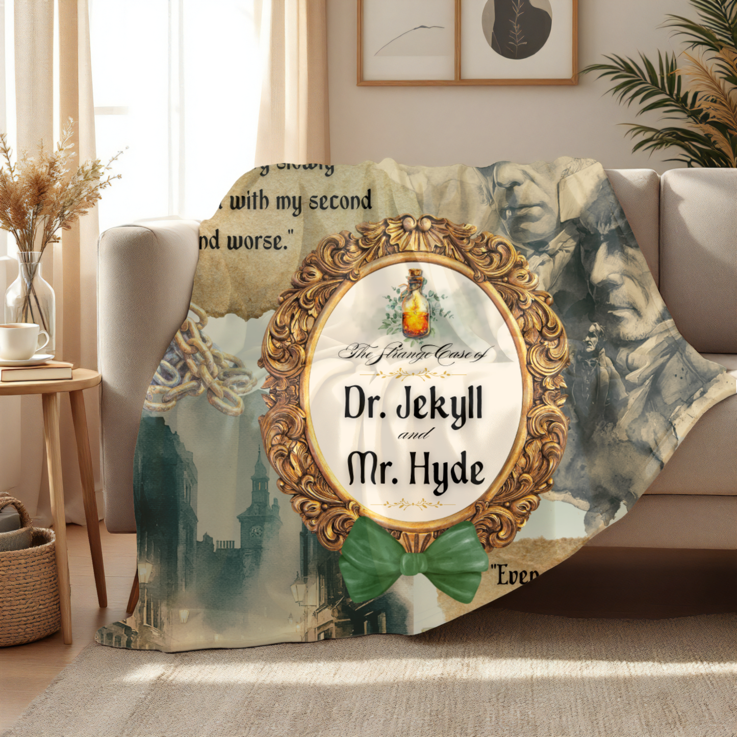 Dr. Jekyll and Mr. Hyde Sherpa Blanket – Cozy Gothic Throw for Classic Book Lovers | Fern & Fable Lane